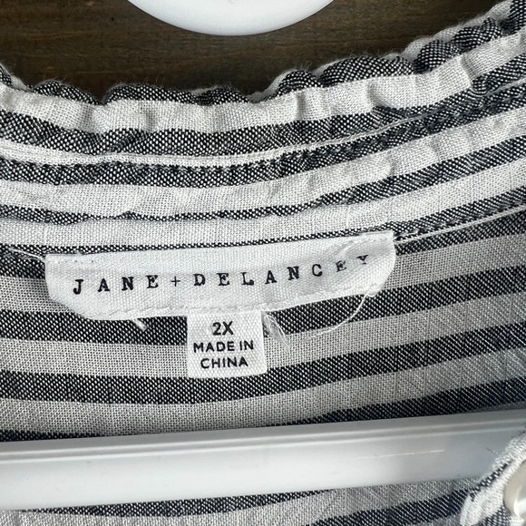 Jane + Delancey Womens Shirt Cap Sleeve Button Up Striped Seersucker Size 2X - Picture 6 of 7